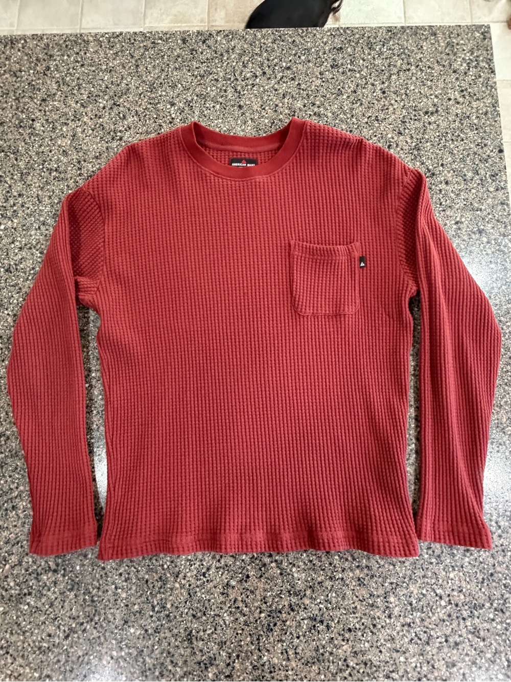 American Giant Men's Waffle Crewneck Sweater in Red